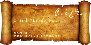 Cziráki Ákos névjegykártya